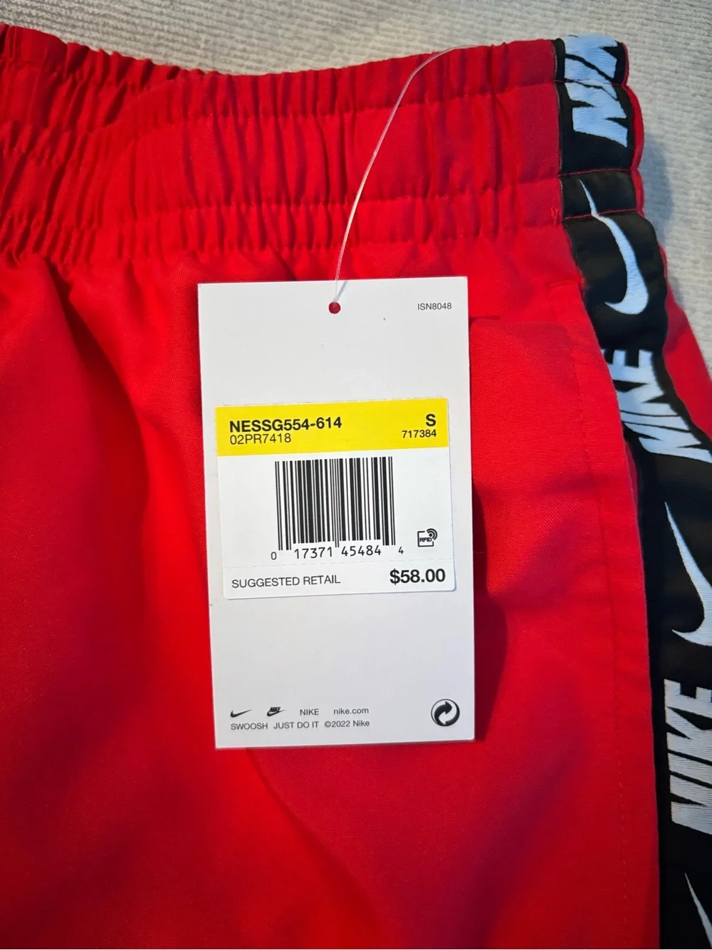 Nike Men’s Red Swim Board Shorts with Black Branded Side Tape